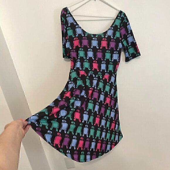 HER UNIVERSE STAR WARS Black Multi R2-D2 R2D2 Graphic Mini Fit & Flare Dress M - Picture 10 of 13